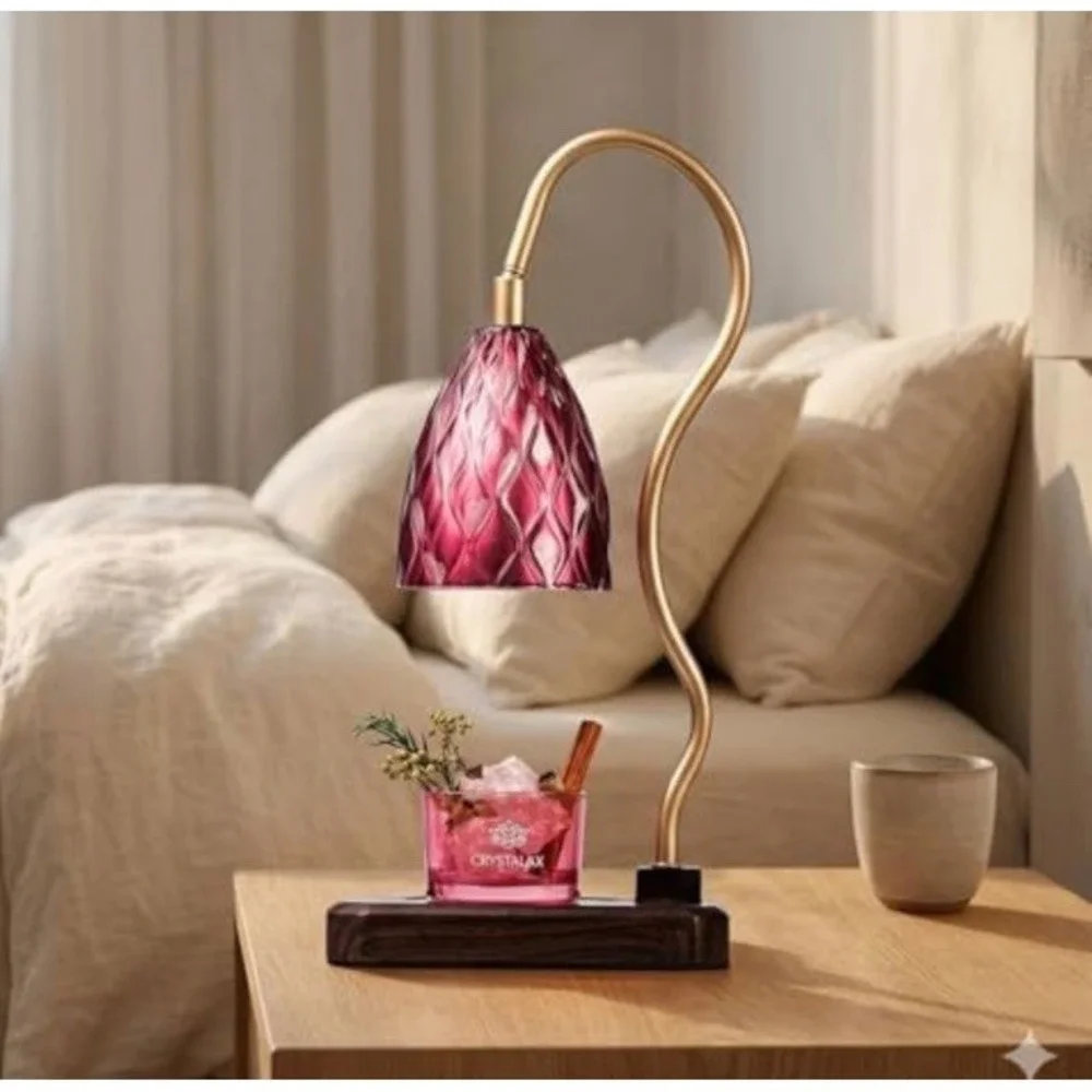 (b34/32)new Crystal Candle Warmer Lamp with Real Rose Quartz ( Oil Not Include)